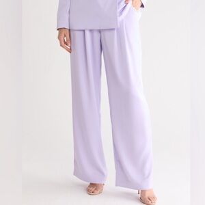 NWT Wayf Lavender Purple Women's Satin Pleated Trousers Size XL